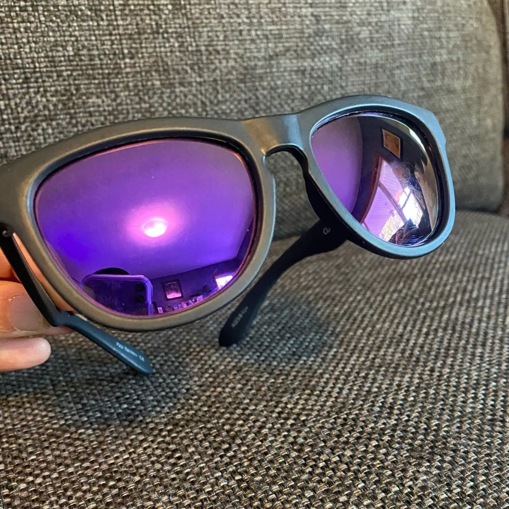 😎 Kids minishades Polarized Sunglasses, Black with Purple Mirror Lenses